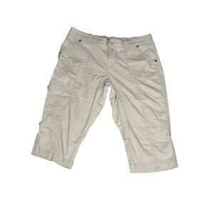Roz & Ali Light Beige Cargo Capri Cropped Pants Size 14